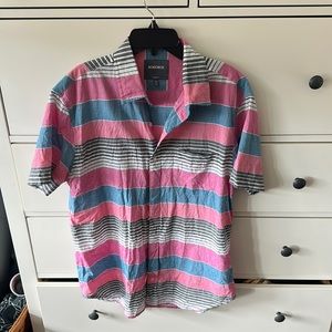 Bonobos Pink and Blue Striped Casual Button Down Shirt